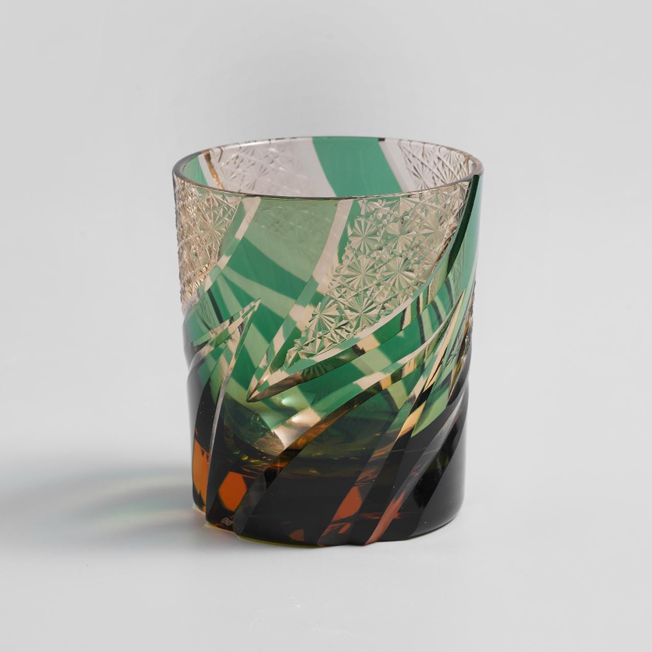 Vitraelle Hand Cut Green Flame Whisky Glasses – product image 7