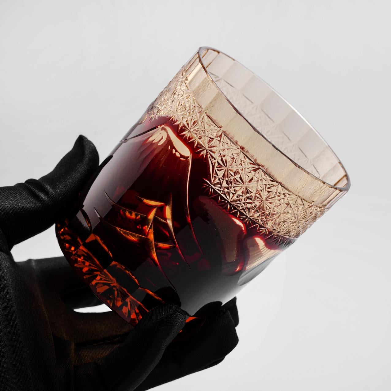 Vitraelle Hand Cut Fuji Red Crystal Whisky Glass – product image 4