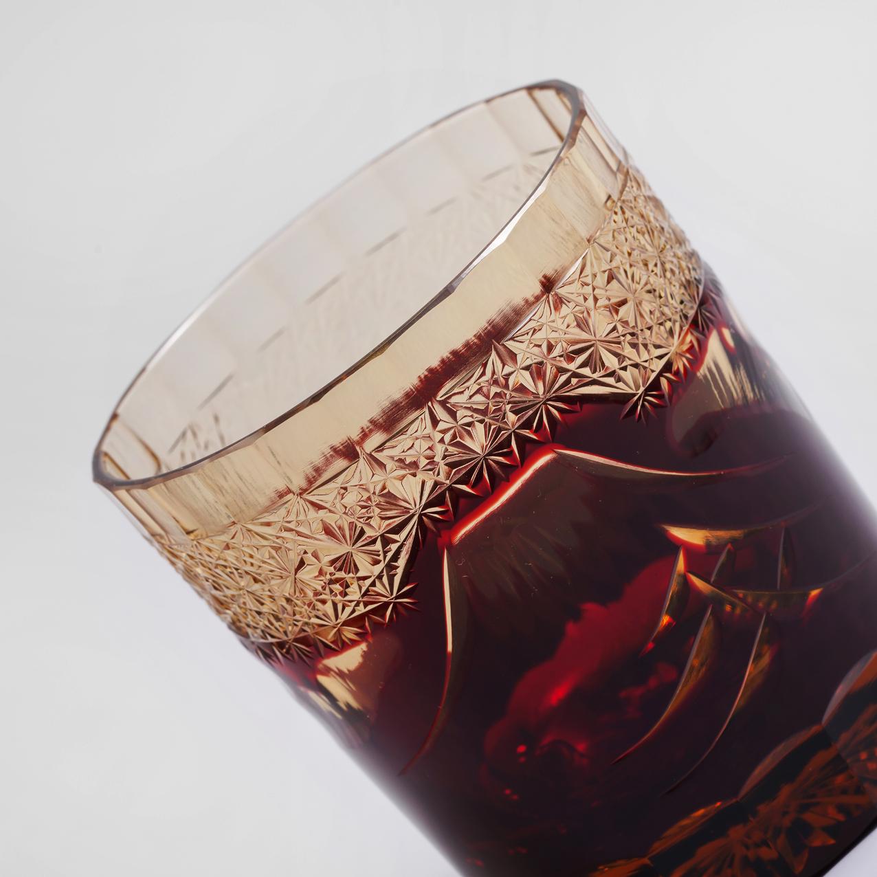 Vitraelle Hand Cut Fuji Red Crystal Whisky Glass – product image 5