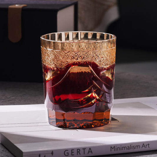 Vitraelle Hand Cut Fuji Red Crystal Whisky Glass – product image 2
