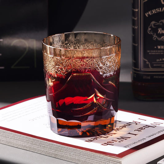 Vitraelle Hand Cut Fuji Red Crystal Whisky Glass – product image 1