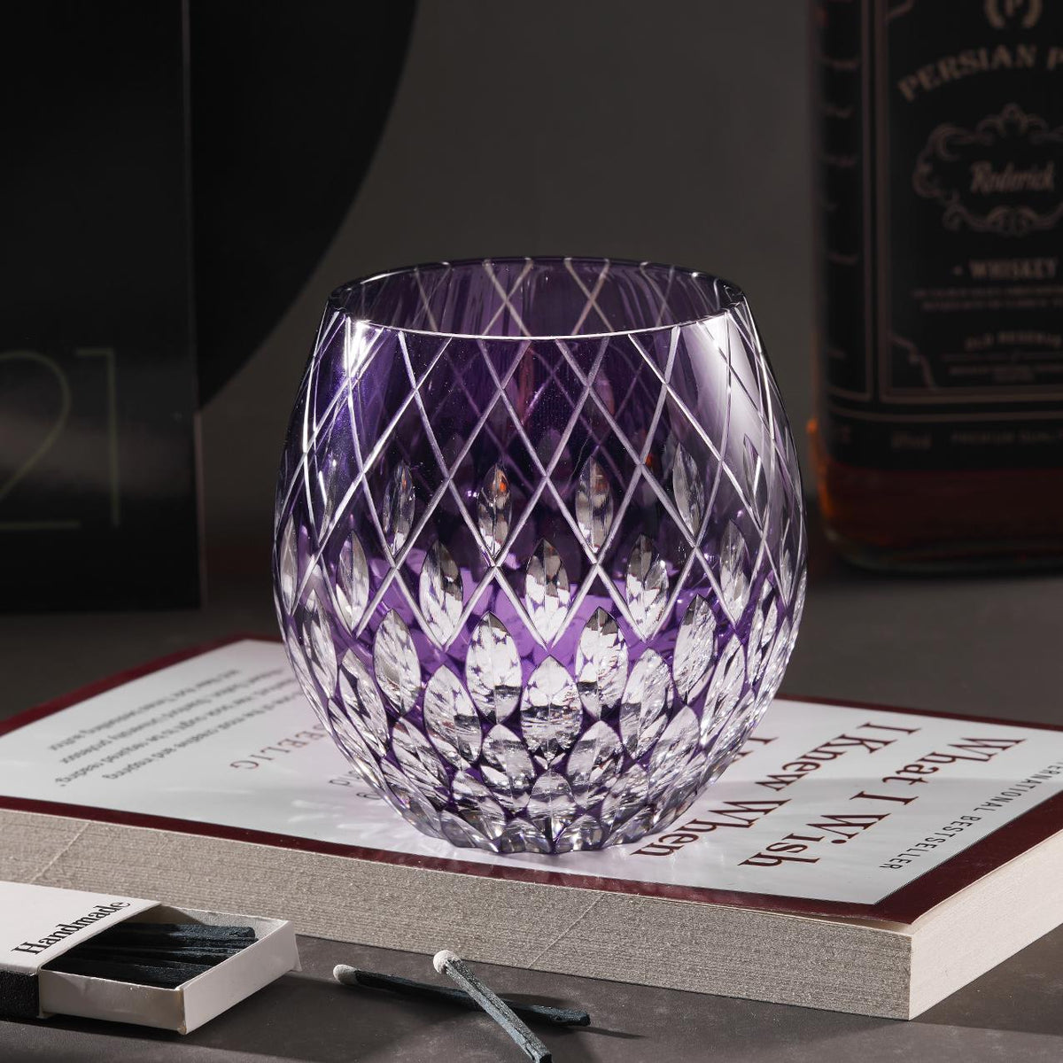 lovecove Hand Cut Raindrop Purple Crystal Glass – product image 1