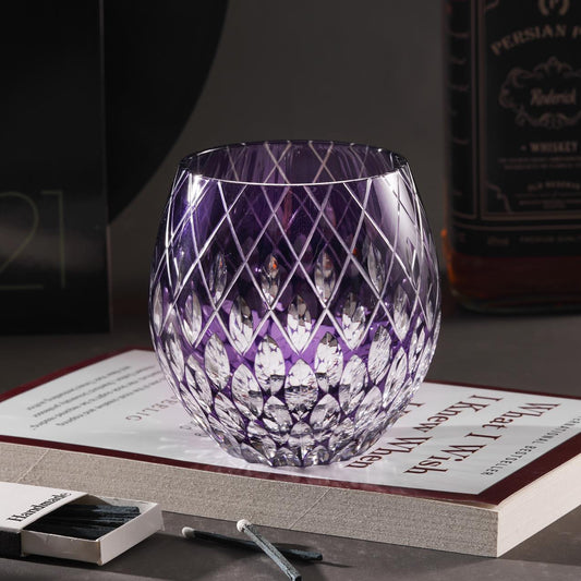 Vitraelle Hand Cut Raindrop Purple Crystal Glass – product image 1