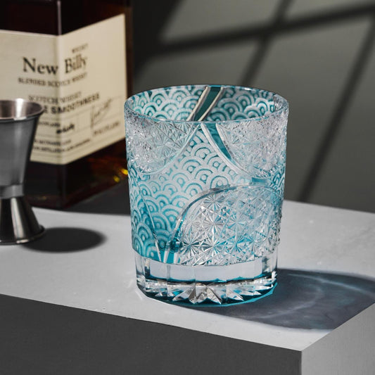 Vitraelle Vintage Kiriko Ink Blue Cloud Crystal Whisky Glass – product image 1