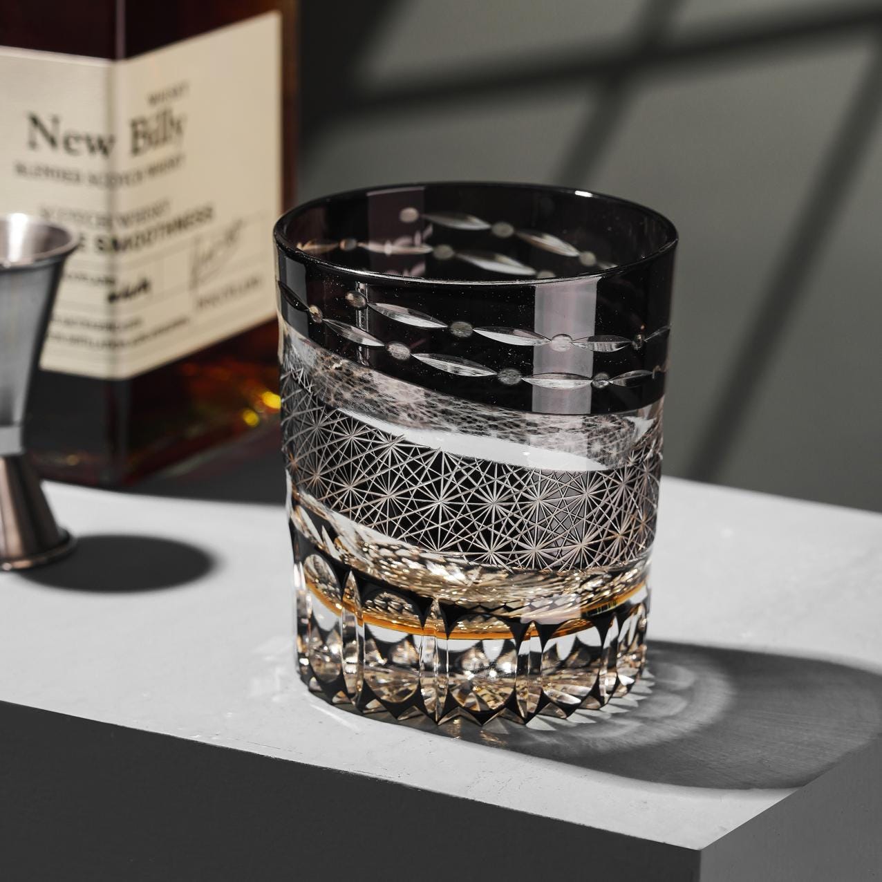 Vitraelle Vintage Kiriko Amber Black Crystal Whisky Glass – product image 1