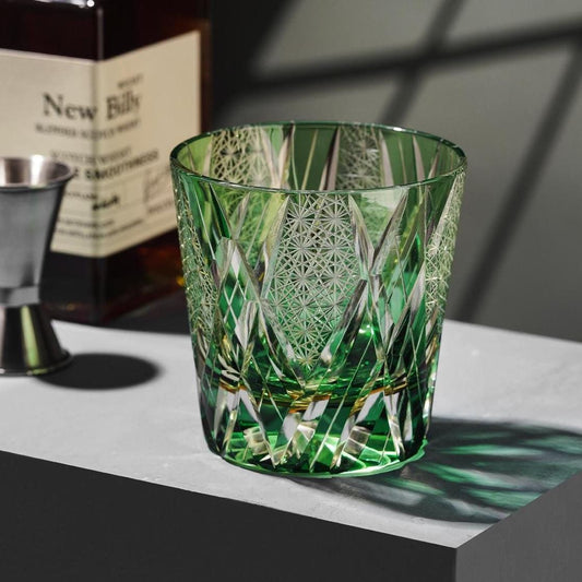 lovecove Vintage Kiriko Green Crystal Whisky Glass – product image 1