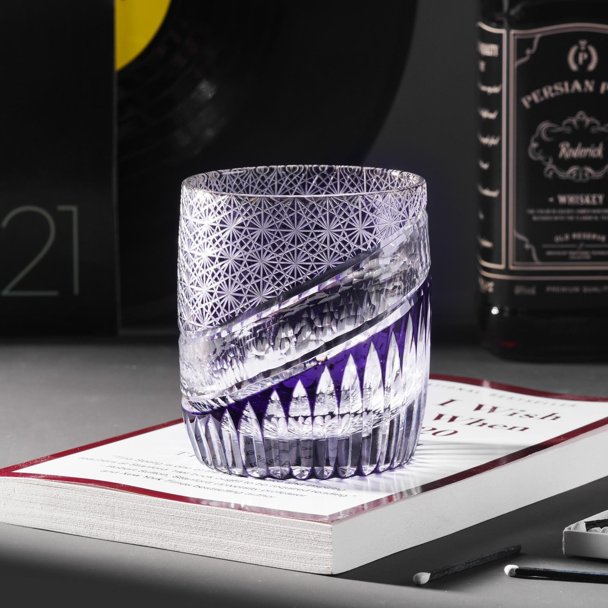 Vitraelle Hand Cut Rock Amethyst Whisky Glass – product image 1
