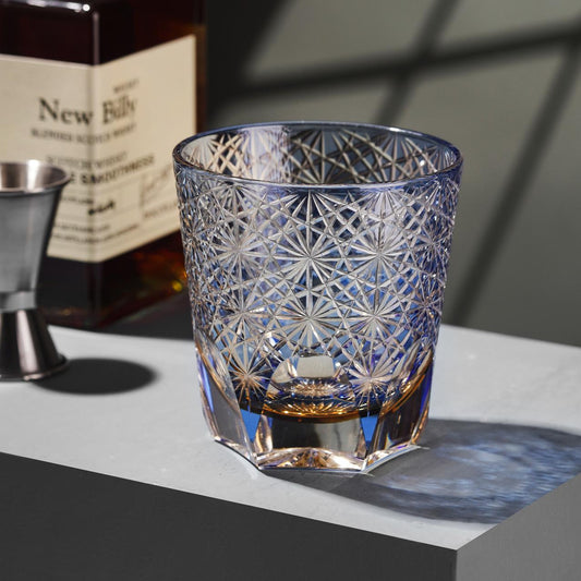 Vitraelle Vintage Luxury Blue Crystal Whisky Rocks Glass – product image 1