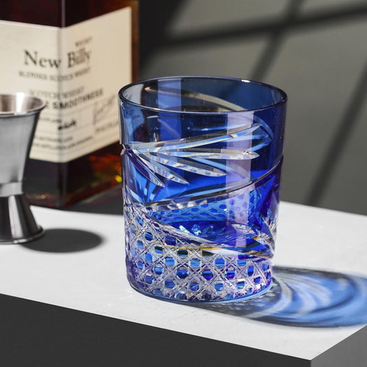 lovecove Vintage Kiriko Blue Crystal Whisky Glass – product image 1