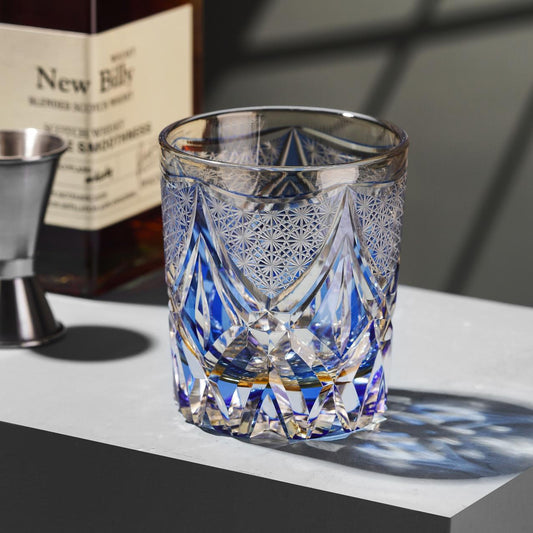 lovecove Vintage Kiriko Blue Whisky Crystal Glass – product image 1