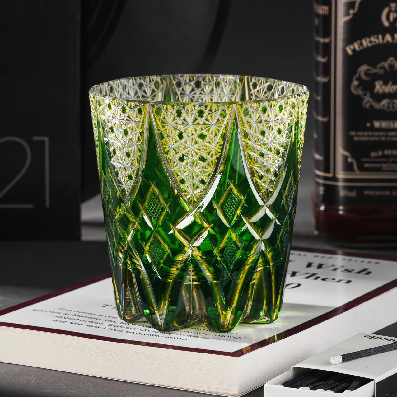 lovecove Hand Cut Kiriko Unique Whiskey Glass – product image 1