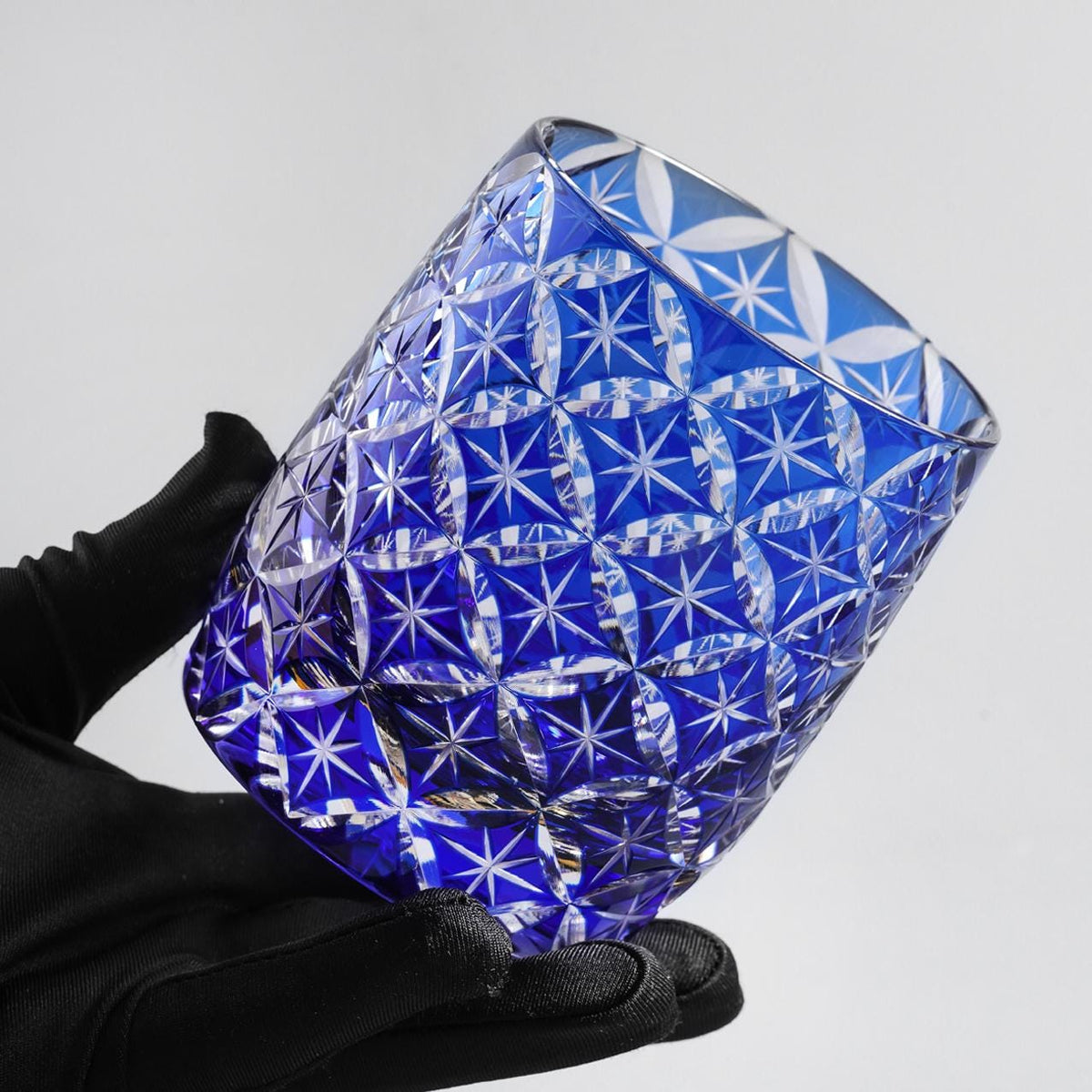 lovecove Hand-Cut Blue Whiskey Rocks Glass – product image 4