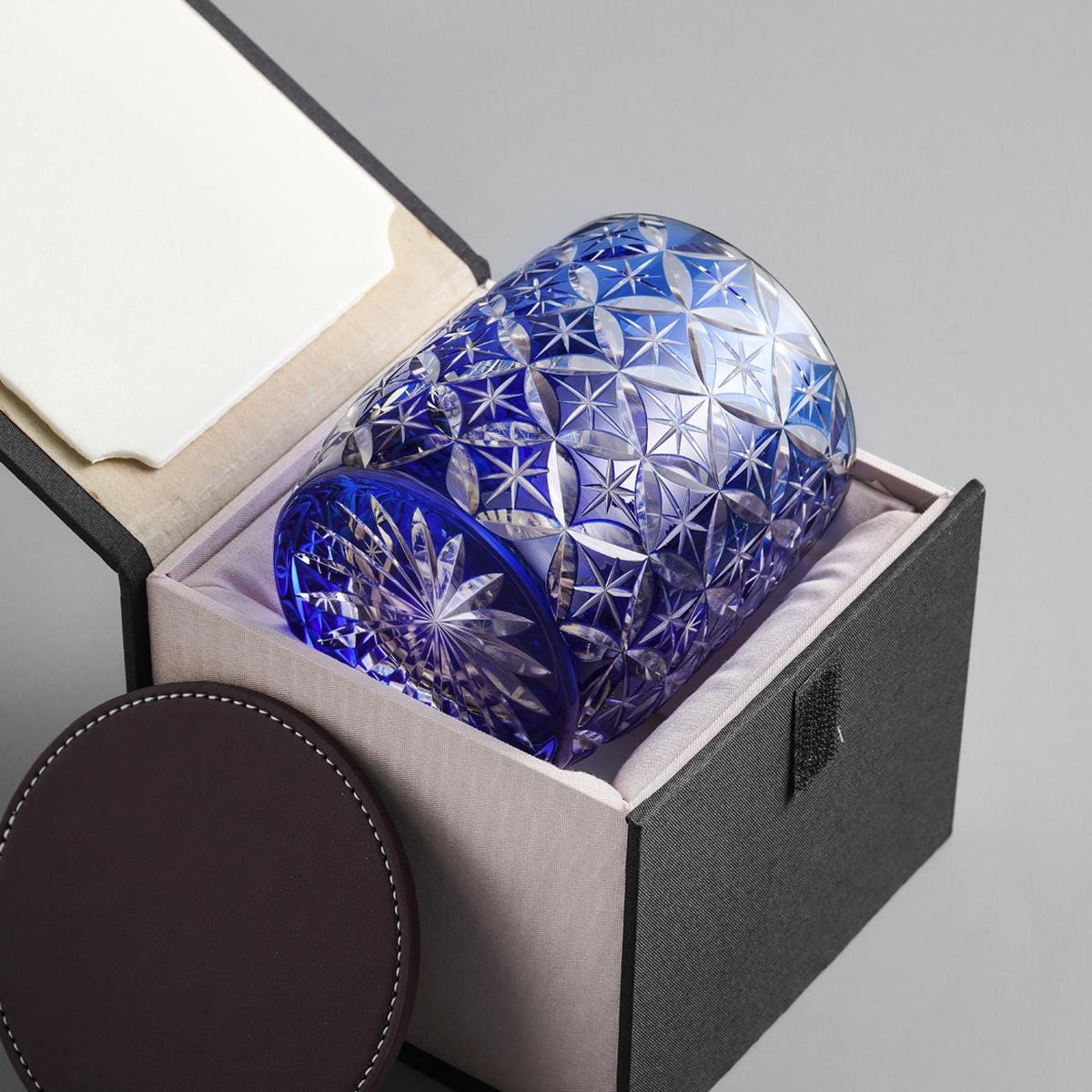 lovecove Hand-Cut Blue Whiskey Rocks Glass – product image 3