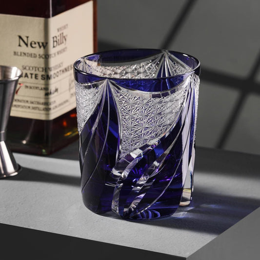lovecove Vintage Kiriko Blue Flame Whiskey Glass – product image 1