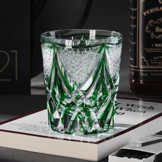 Vitraelle Hand Cut Green Whiskey Glass – product image 1