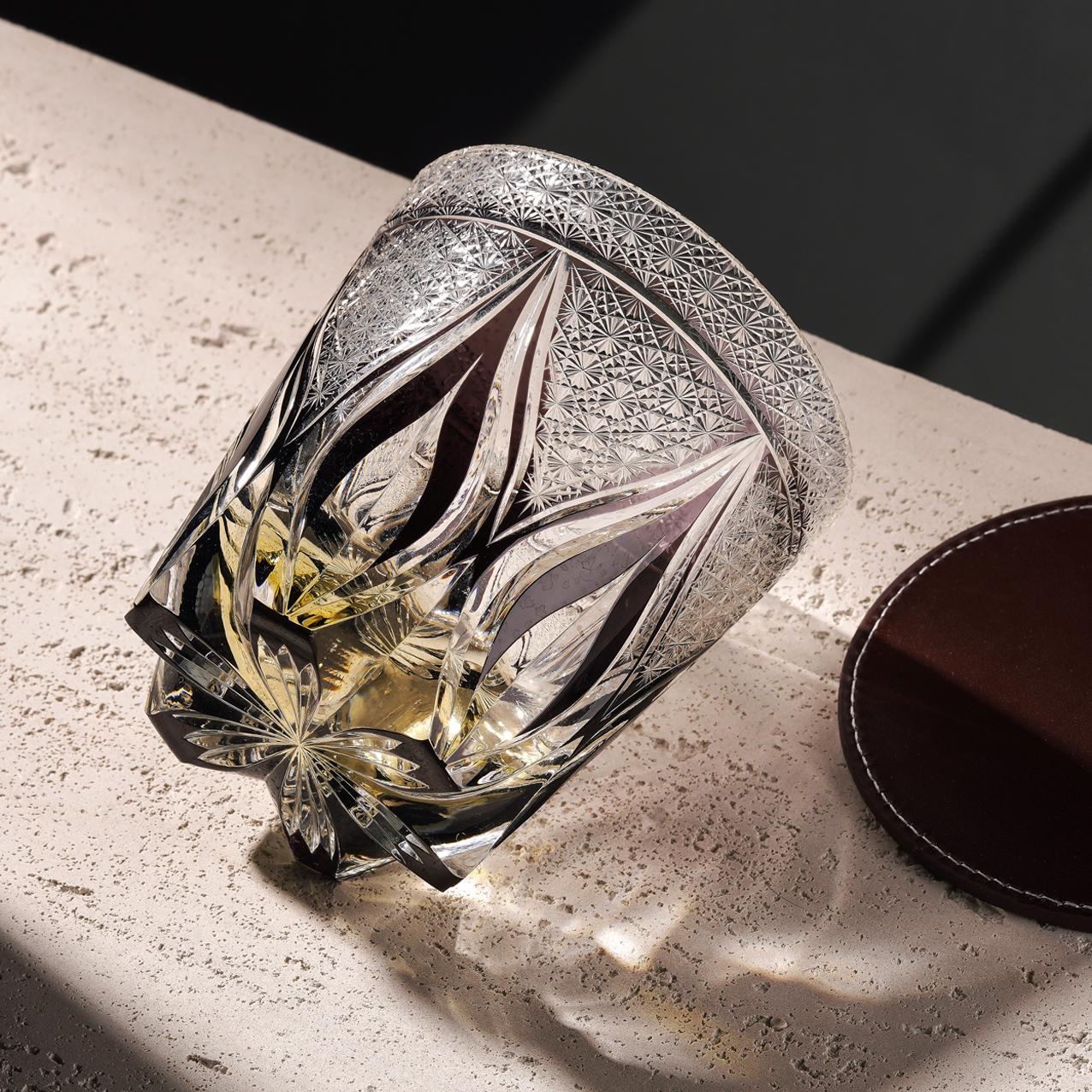 Vitraelle Hand-Carved Amber Whiskey Glass – product image 1