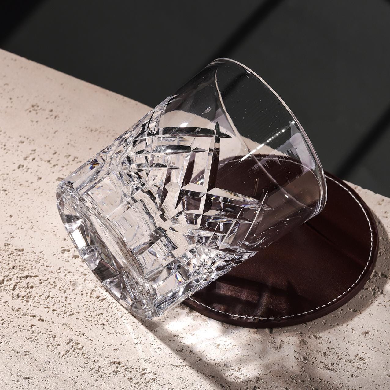 lovecove Hand-Carved Clear Crystal Whiskey Glass – product image 1