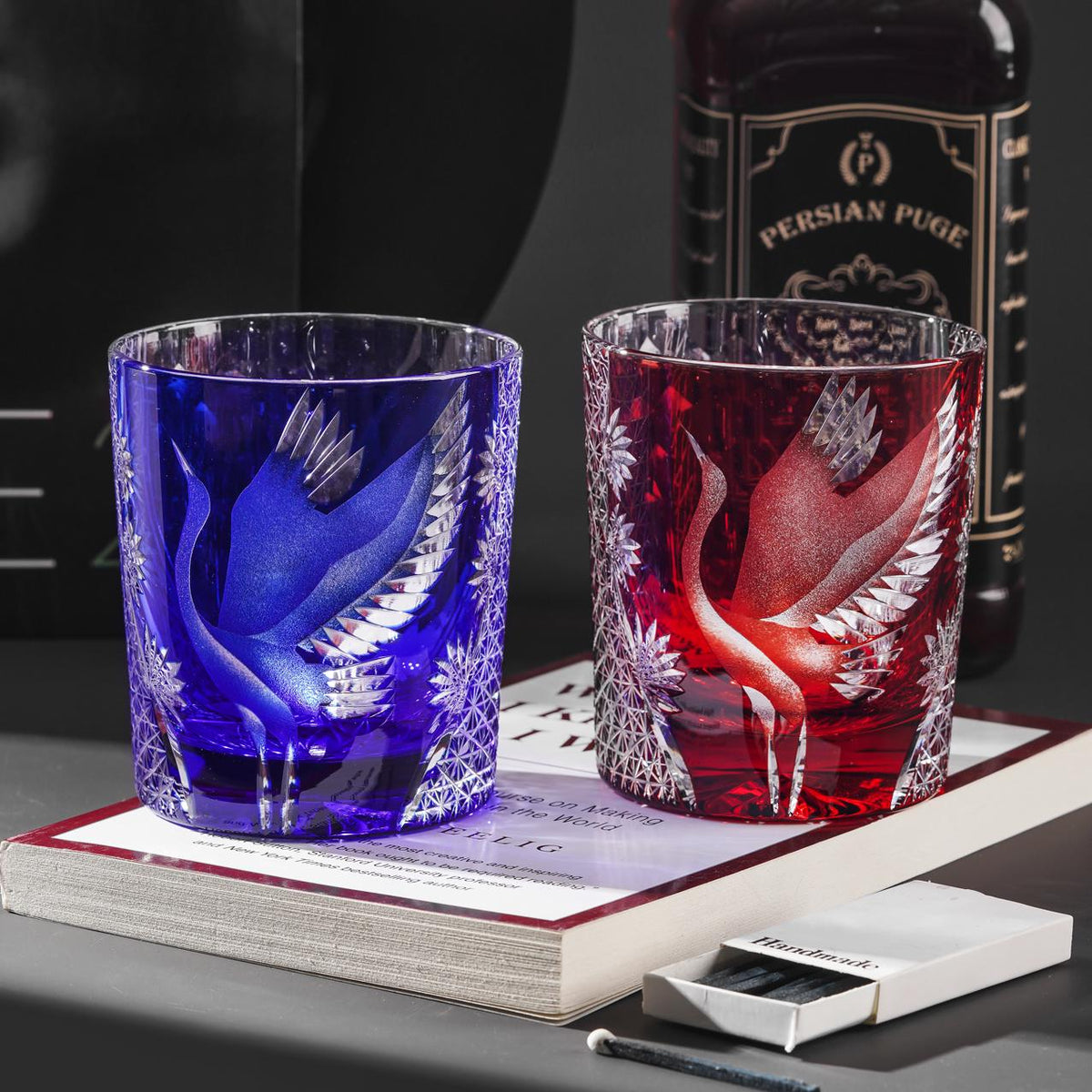 lovecove Hand-Carved Crane Whiskey Glass – product image 3