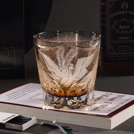 lovecove Hand Cut Luxury Phoenix Crystal Whiskey Glass – product image 1