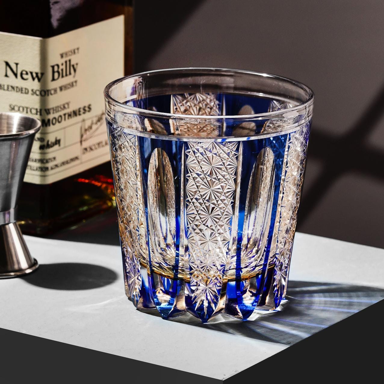 lovecove Vintage Blue Striped Whiskey Glass – product image 1