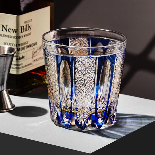 lovecove Vintage Blue Striped Whiskey Glass – product image 1