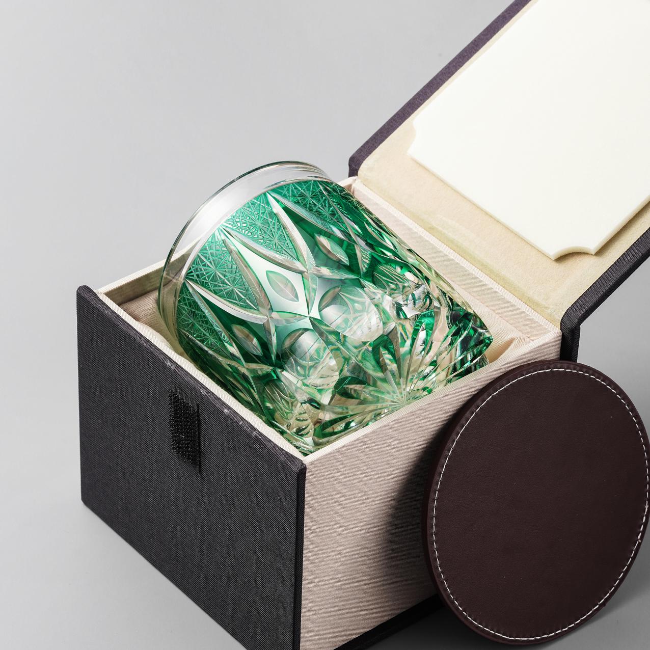 Vitraelle Unique Green Whiskey Rocks Glass – product image 3