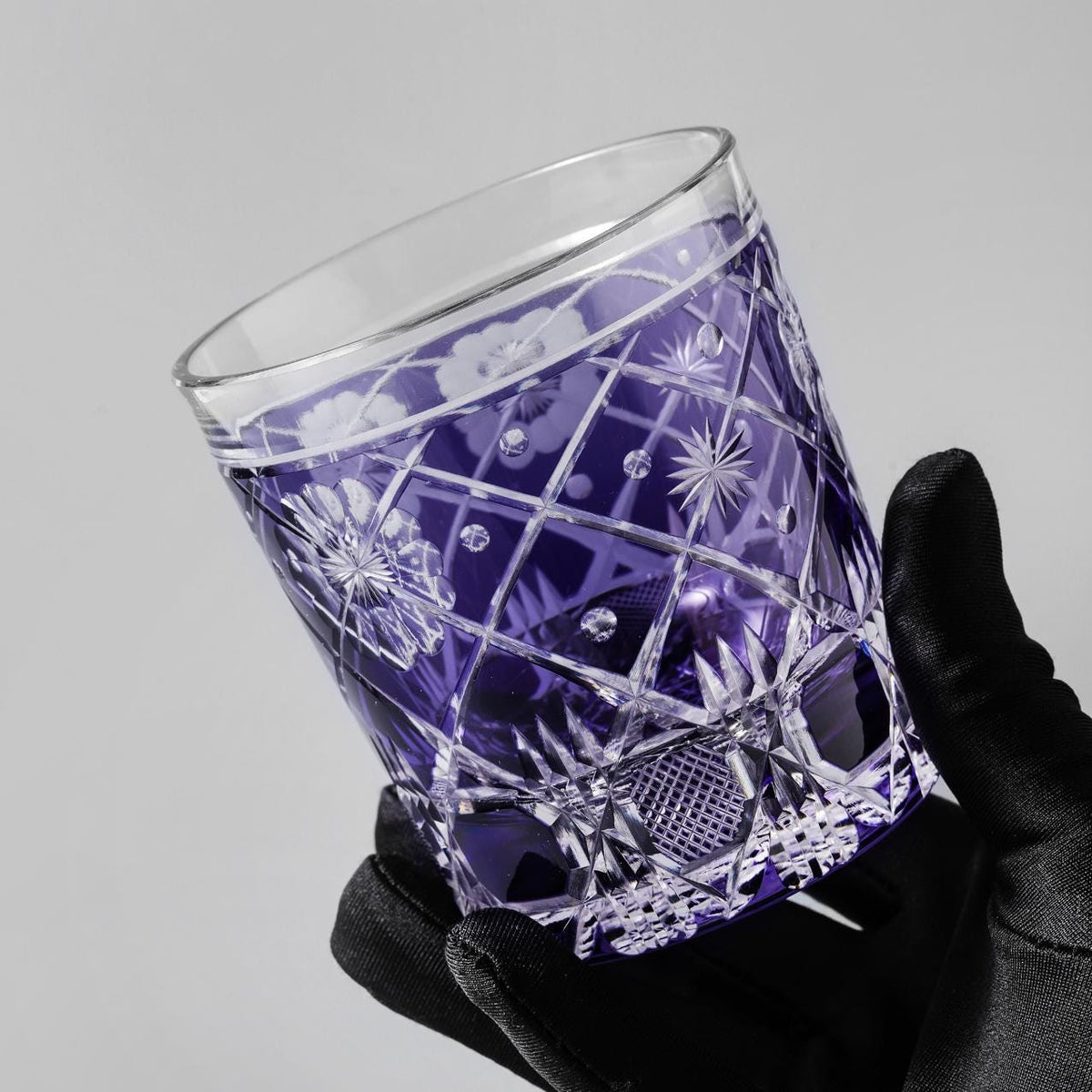 lovecove Hand-Blown Purple Flower Whisky Tumbler – product image 4