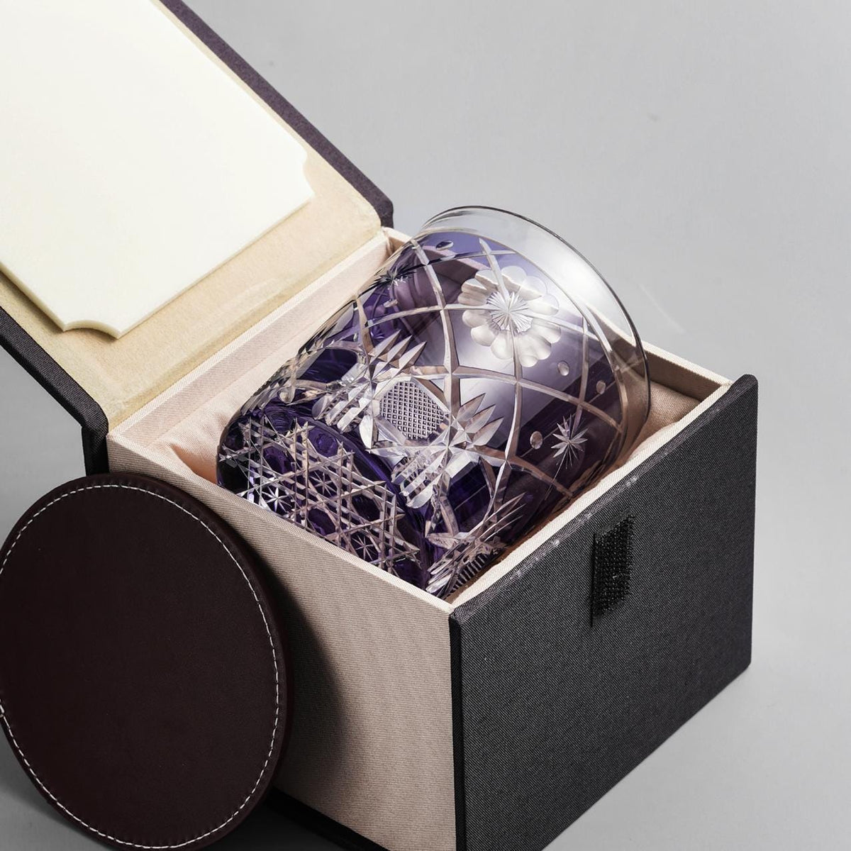 lovecove Hand-Blown Purple Flower Whisky Tumbler – product image 3