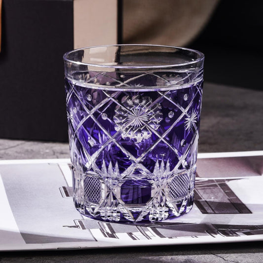 Vitraelle Hand-Blown Purple Flower Whisky Tumbler – product image 1