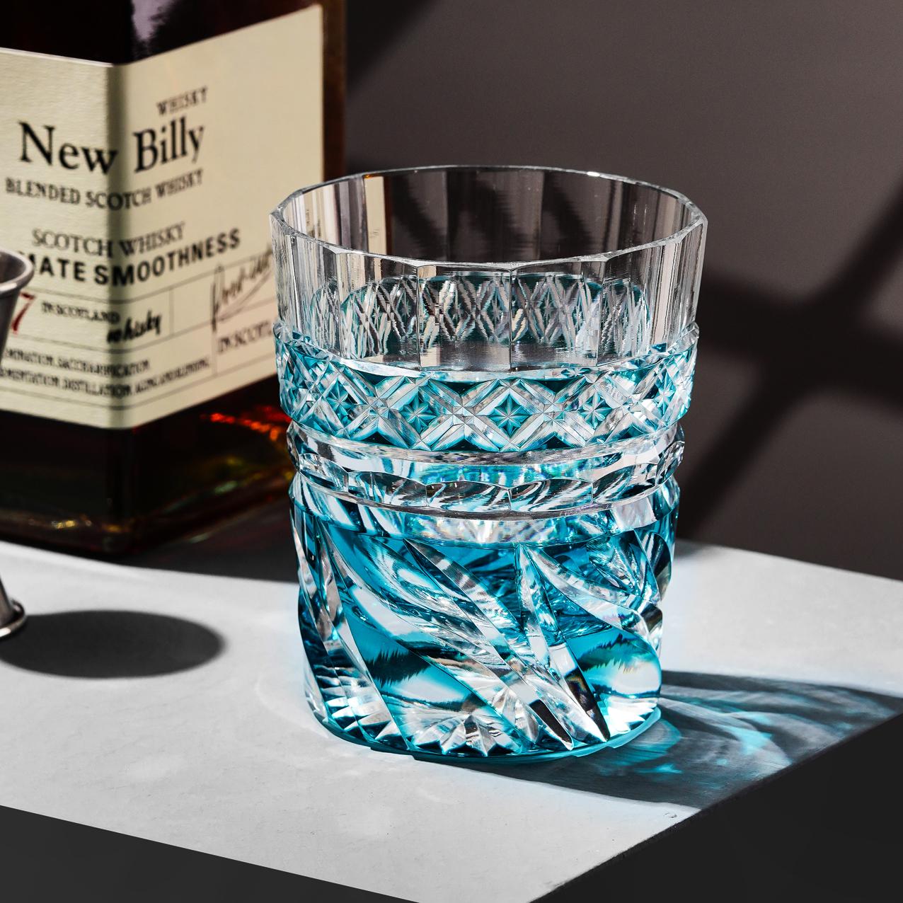 lovecove Hand-Carved Satsuma Kiriko Flame-Like Whiskey Glass – product image 1