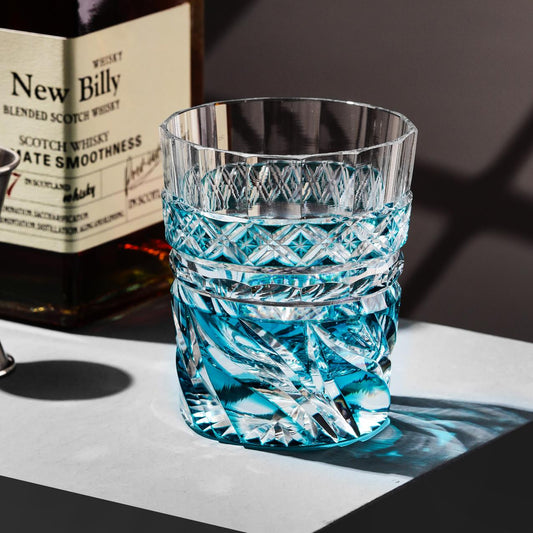 lovecove Hand-Carved Satsuma Kiriko Flame-Like Whiskey Glass – product image 1