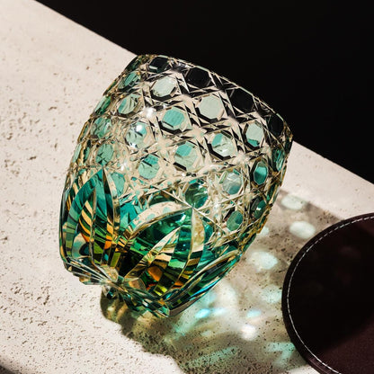 lovecove Hand-Carved Kiriko Floral Rocks Glass – product image 1