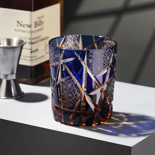 lovecove Vintage Kiriko Blue Lightning Crystal Whisky Glass – product image 1