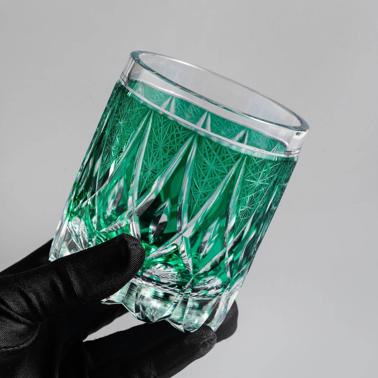 Vitraelle Unique Green Whiskey Rocks Glass – product image 4