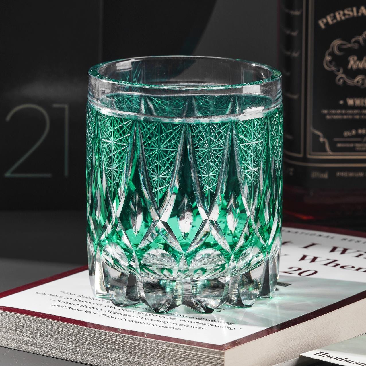 Vitraelle Unique Green Whiskey Rocks Glass – product image 2