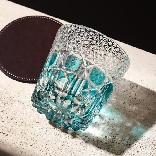 Vitraelle Hand-Carved Blue Gem Crystal Whiskey Tumbler – product image 1