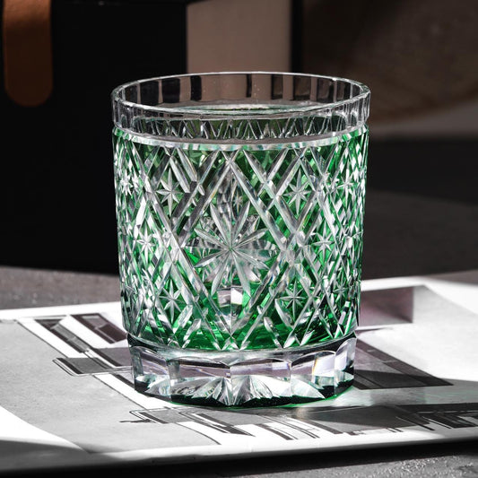 Vitraelle Diamond-Cut Green Rocks Glass – product image 1