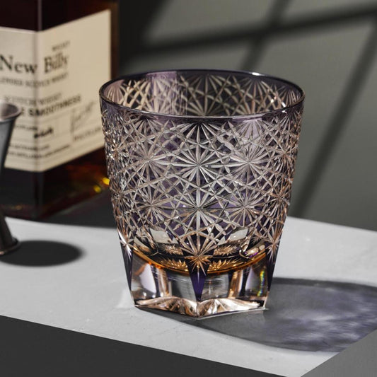 Vitraelle Vintage Kiriko Luxury Purple Crystal Whisky Rocks Glass – product image 1