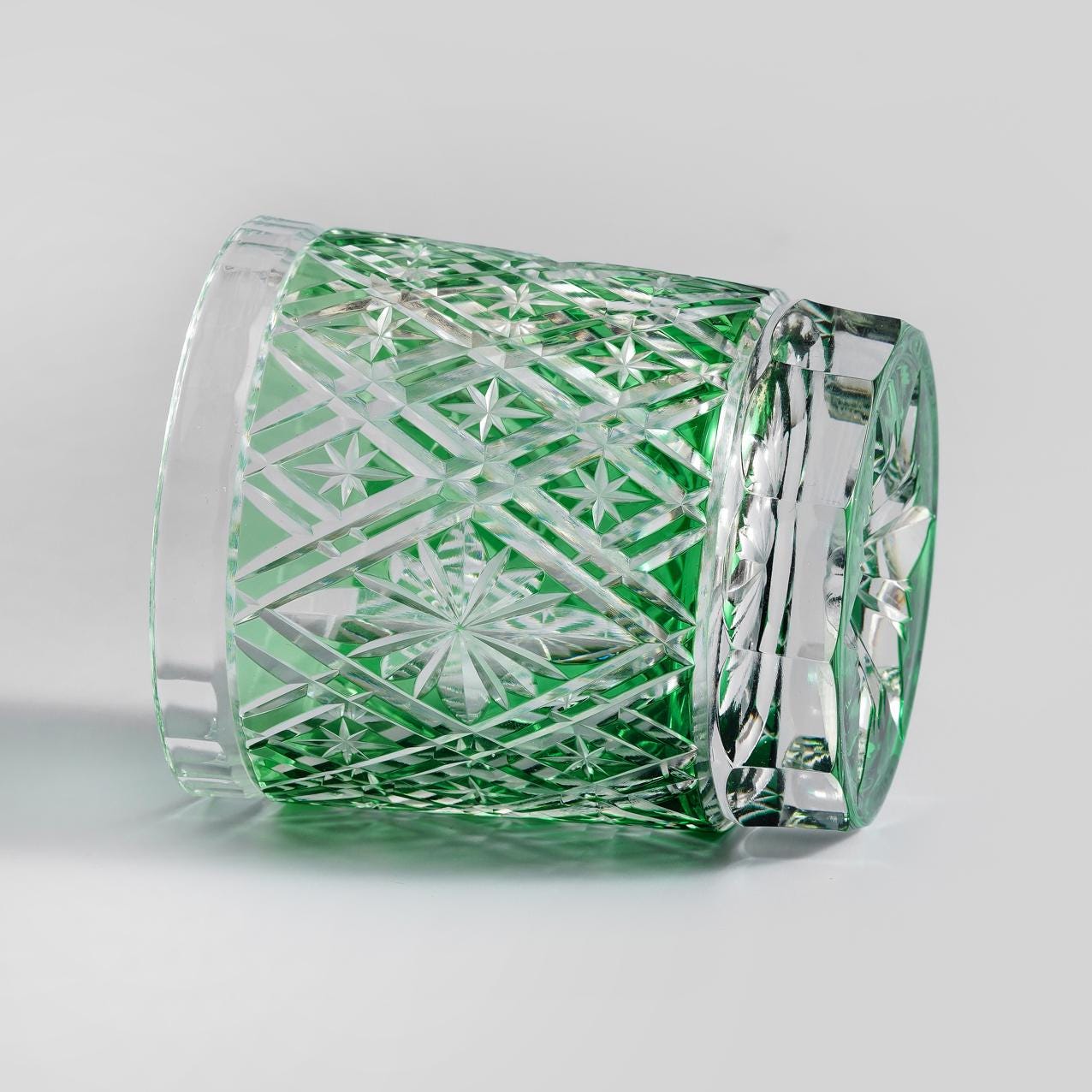 Vitraelle Diamond-Cut Green Rocks Glass – product image 6