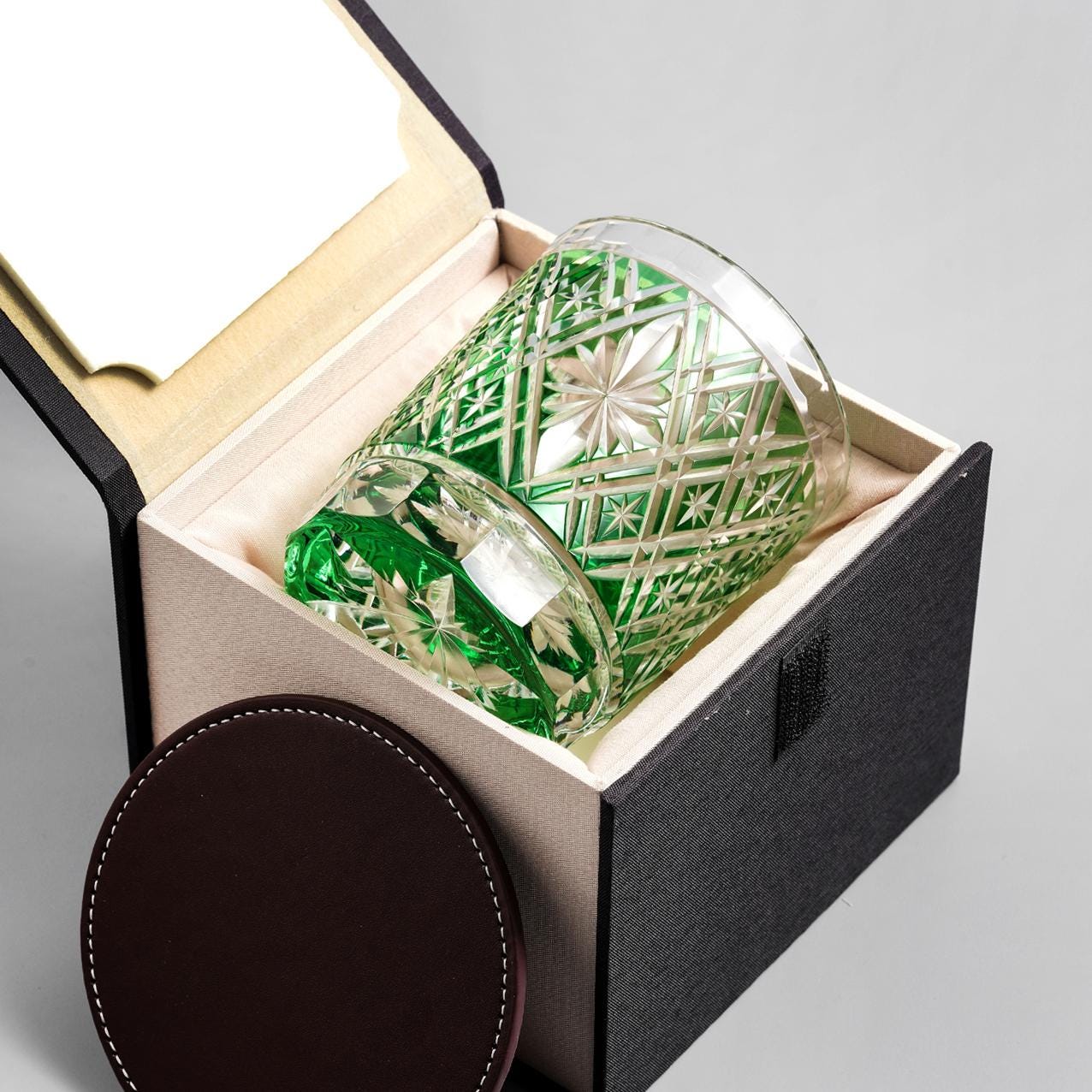 Vitraelle Diamond-Cut Green Rocks Glass – product image 3