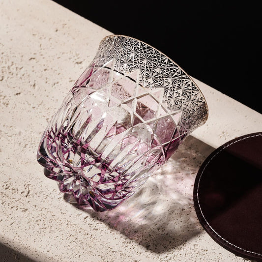 Vitraelle Hand-Carved Pink Whiskey Glass – product image 1