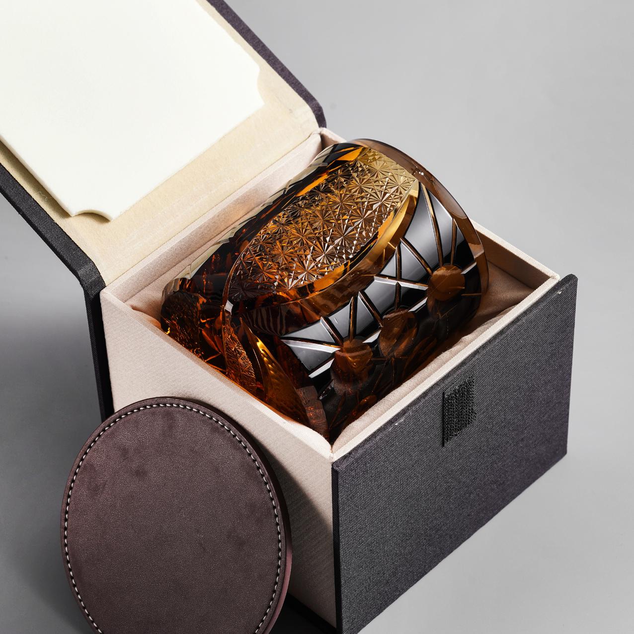 Vitraelle Hand-Cut Amber Whiskey Glass – product image 7