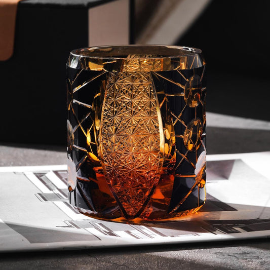Vitraelle Hand-Cut Amber Whiskey Glass – product image 1
