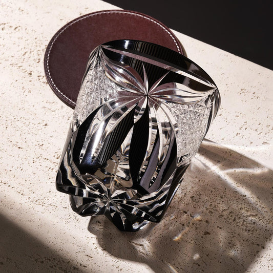 Vitraelle Old Fashioned Black Butterfly Whiskey Glass – product image 1