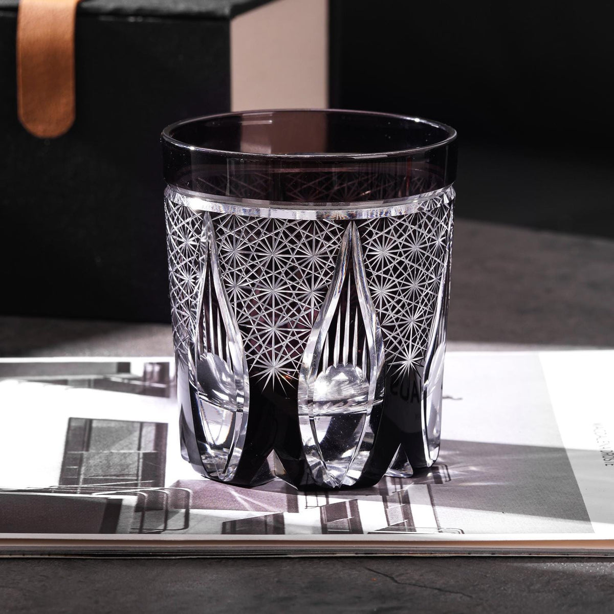 lovecove Vintage Kiriko Black Whiskey Glass – product image 2