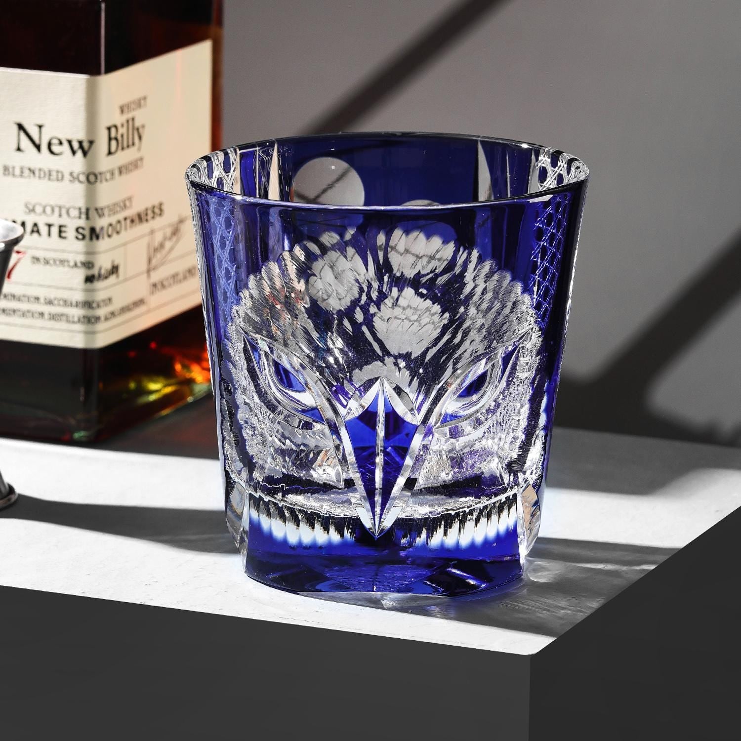 Vitraelle Hand Carved Owl Whiskey Glass – product image 1