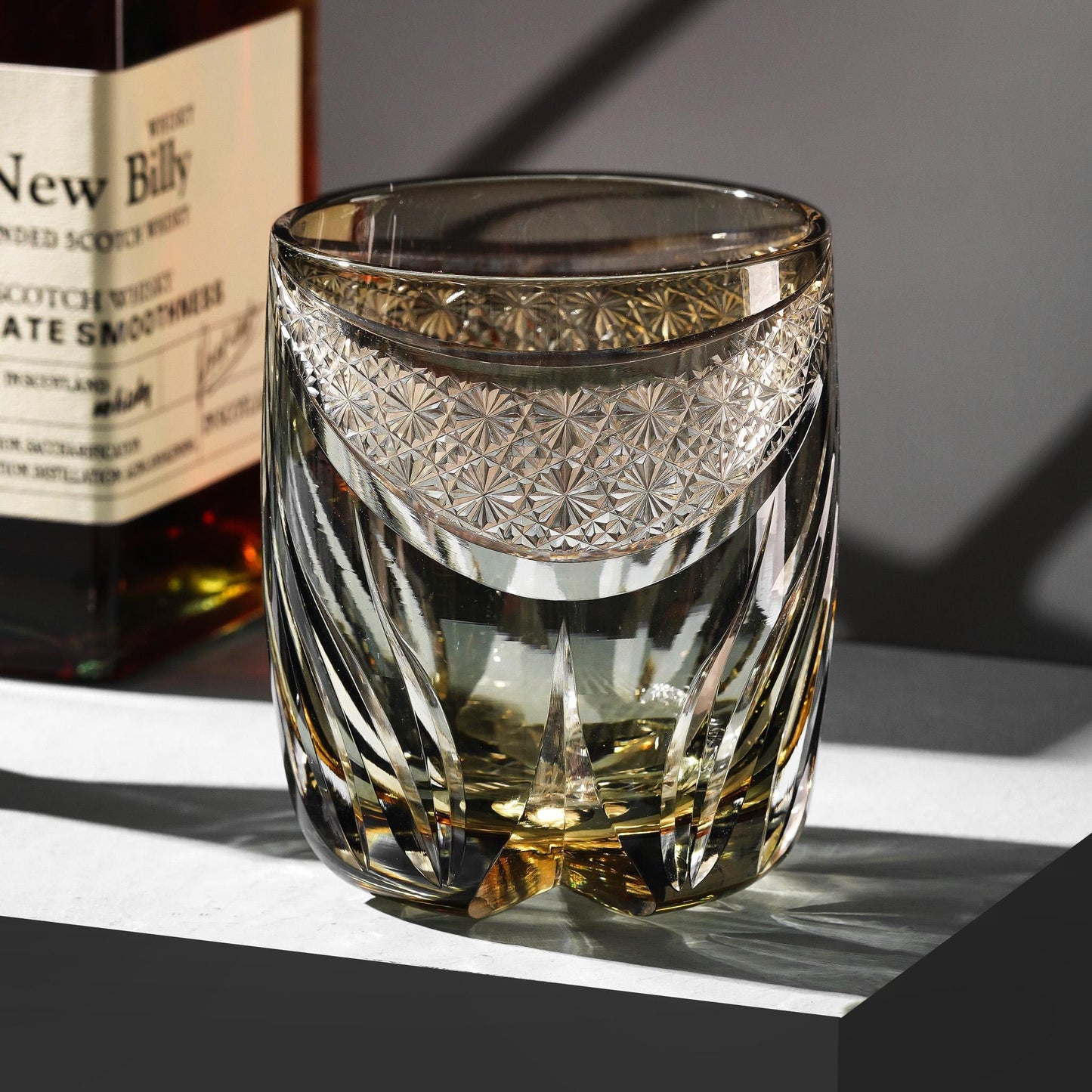 Vitraelle Vintage Amber Gray Crescent Whiskey Glass – product image 1