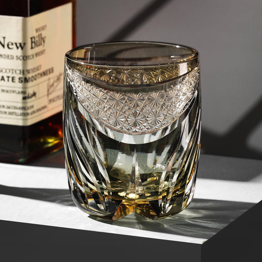 lovecove Vintage Amber Gray Crescent Whiskey Glass – product image 1