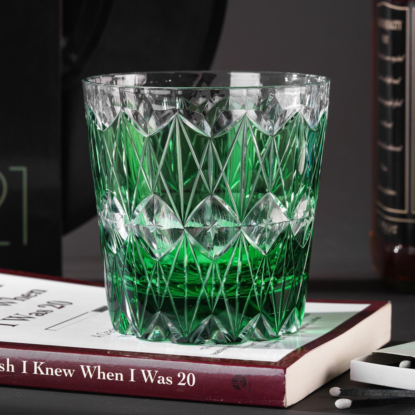 Vitraelle Engraved Green Whiskey Glass – product image 1