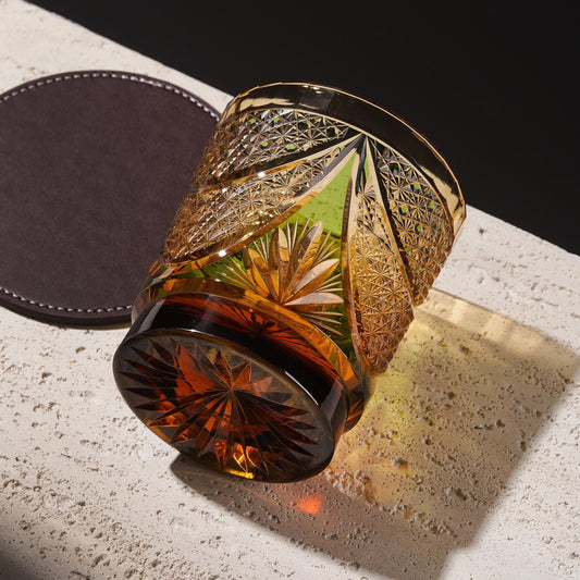 Vitraelle Vintage Engraved Amber Whiskey Glass – product image 1